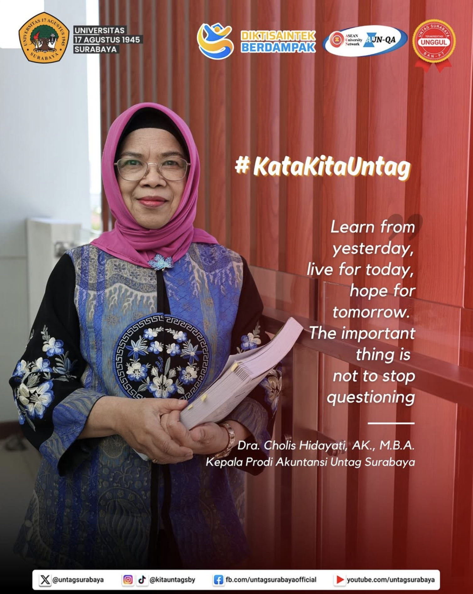 Kata Kita Untag : Kepala Program Studi Akuntansi Untag Surabaya - Dra. Cholis Hidayati, AK., M.B.A.