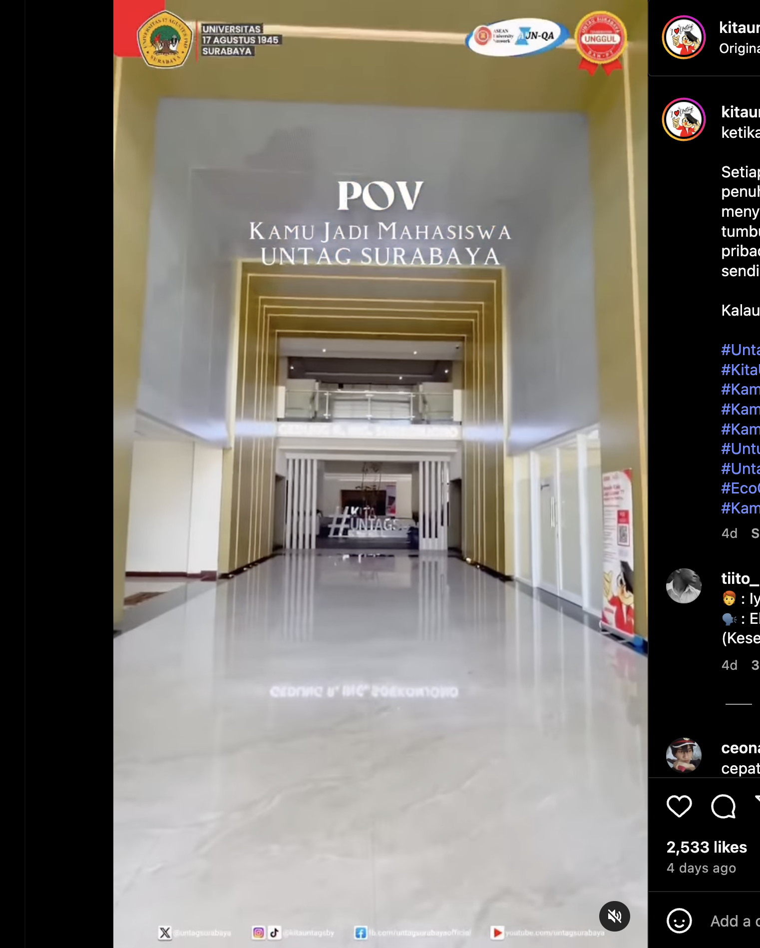Ini nih point of view ketika kamu menjadi mahasiswa Untag Surabaya