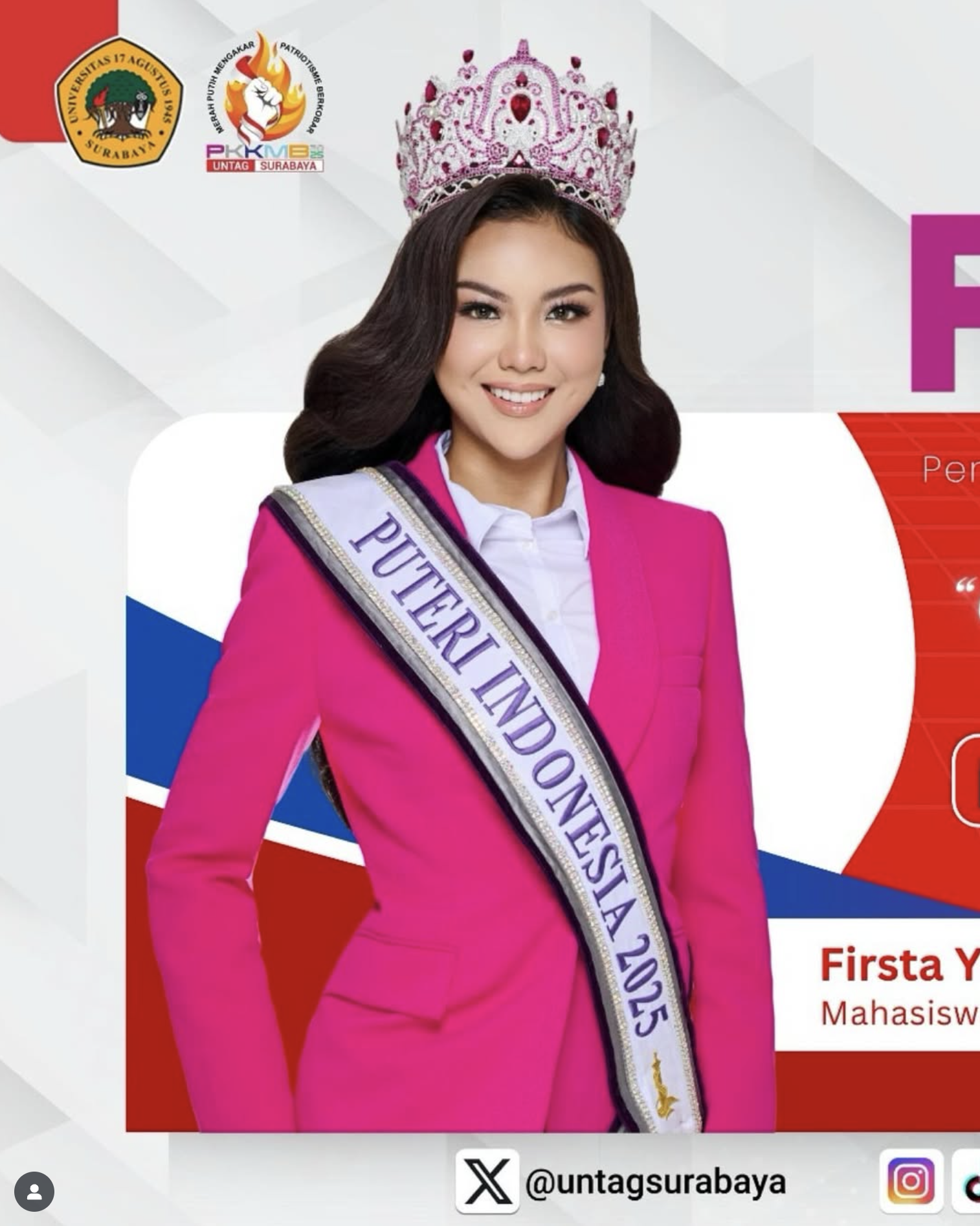 Siap ketemu Firsta Yufi Amarta – Puteri Indonesia 2025 sekaligus mahasiswa Magister Manajemen Untag Surabaya