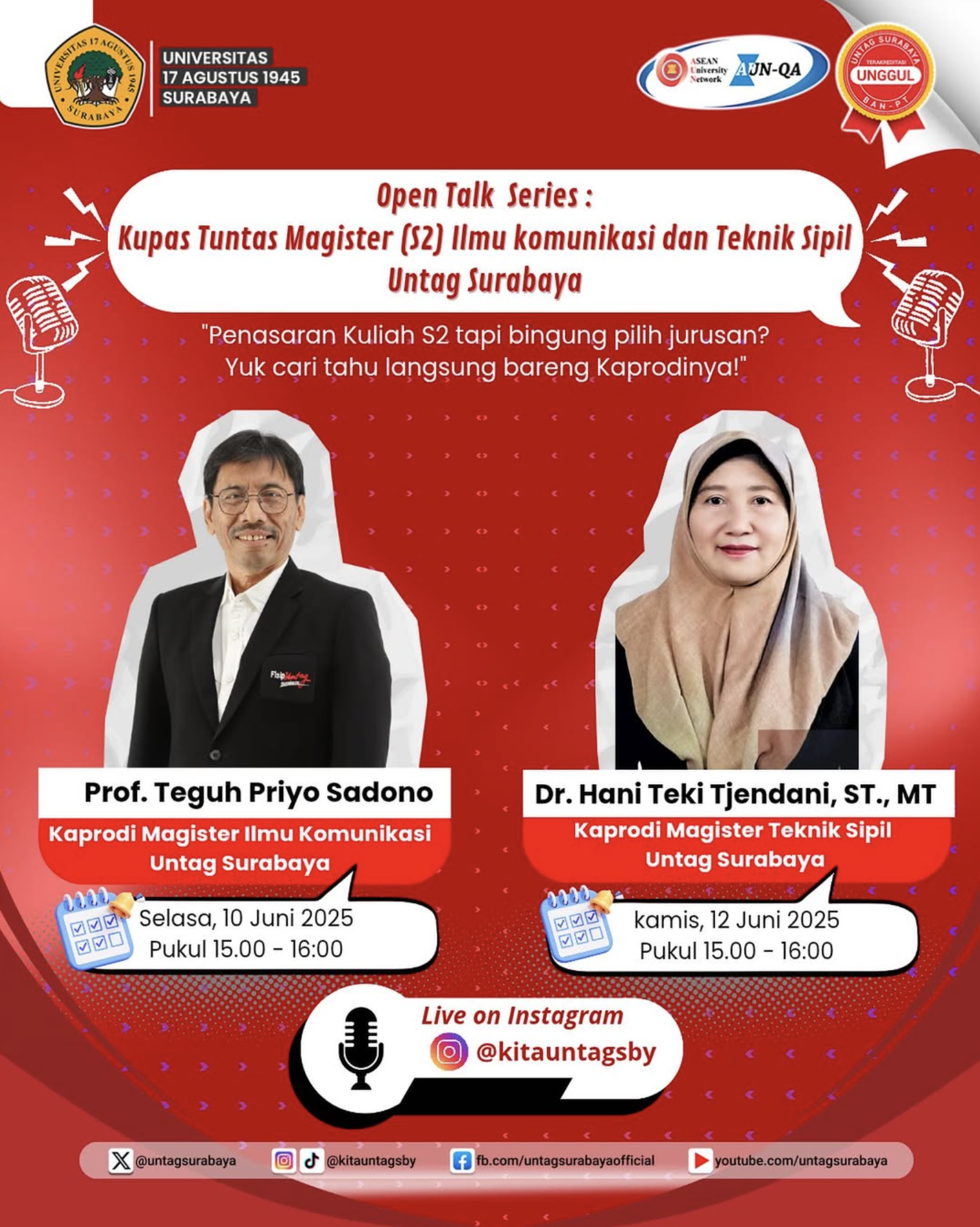 Open Talk : Kupas Tuntas Magister Ilmu Komunikasi & Teknik Sipil Untag Surabaya