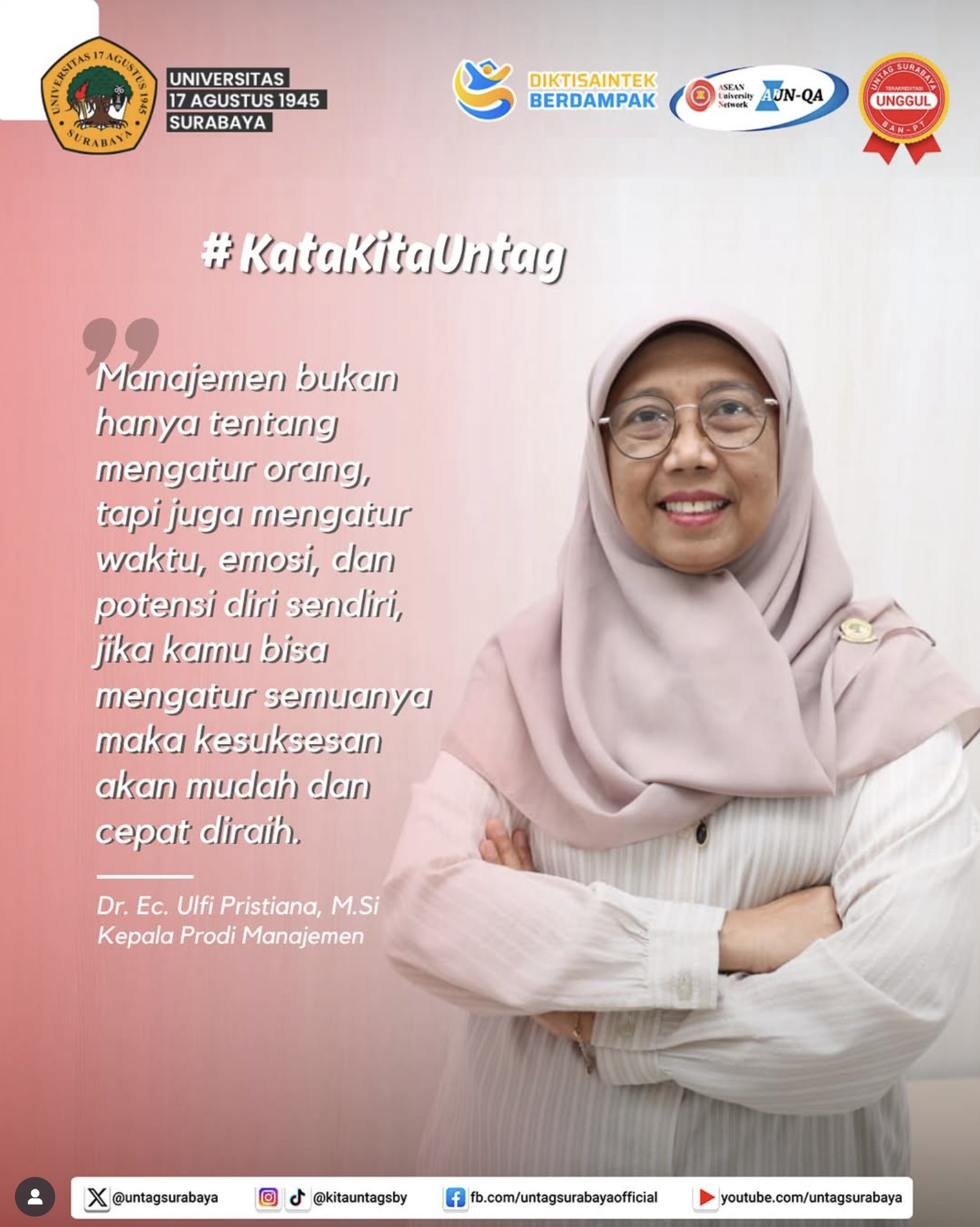 Kata Kita Untag : dari Kepala Program Studi Manajemen Untag Surabaya - Dr. Ec. Ulfi Pristiana, M.Si