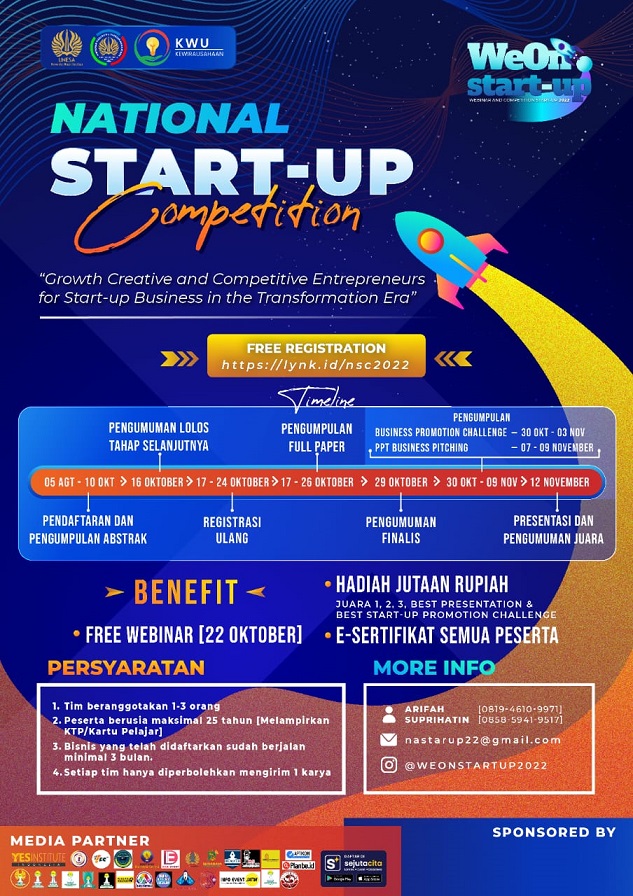 Pendaftaran National Start-Up Competition 2022 resmi dibuka