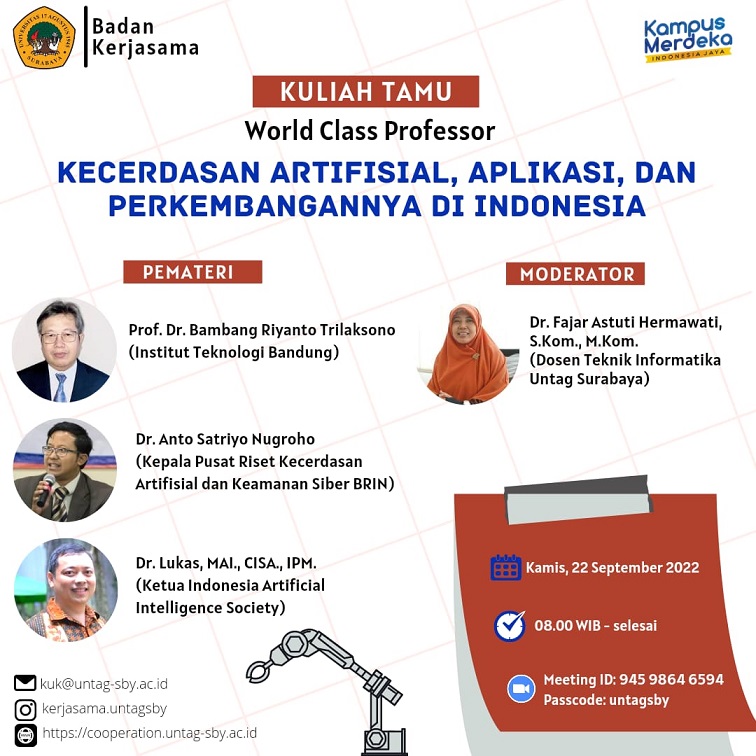Kuliah Tamu: Kecerdasan Artifisial, Aplikasi, dan Perkembangannya di Indonesia