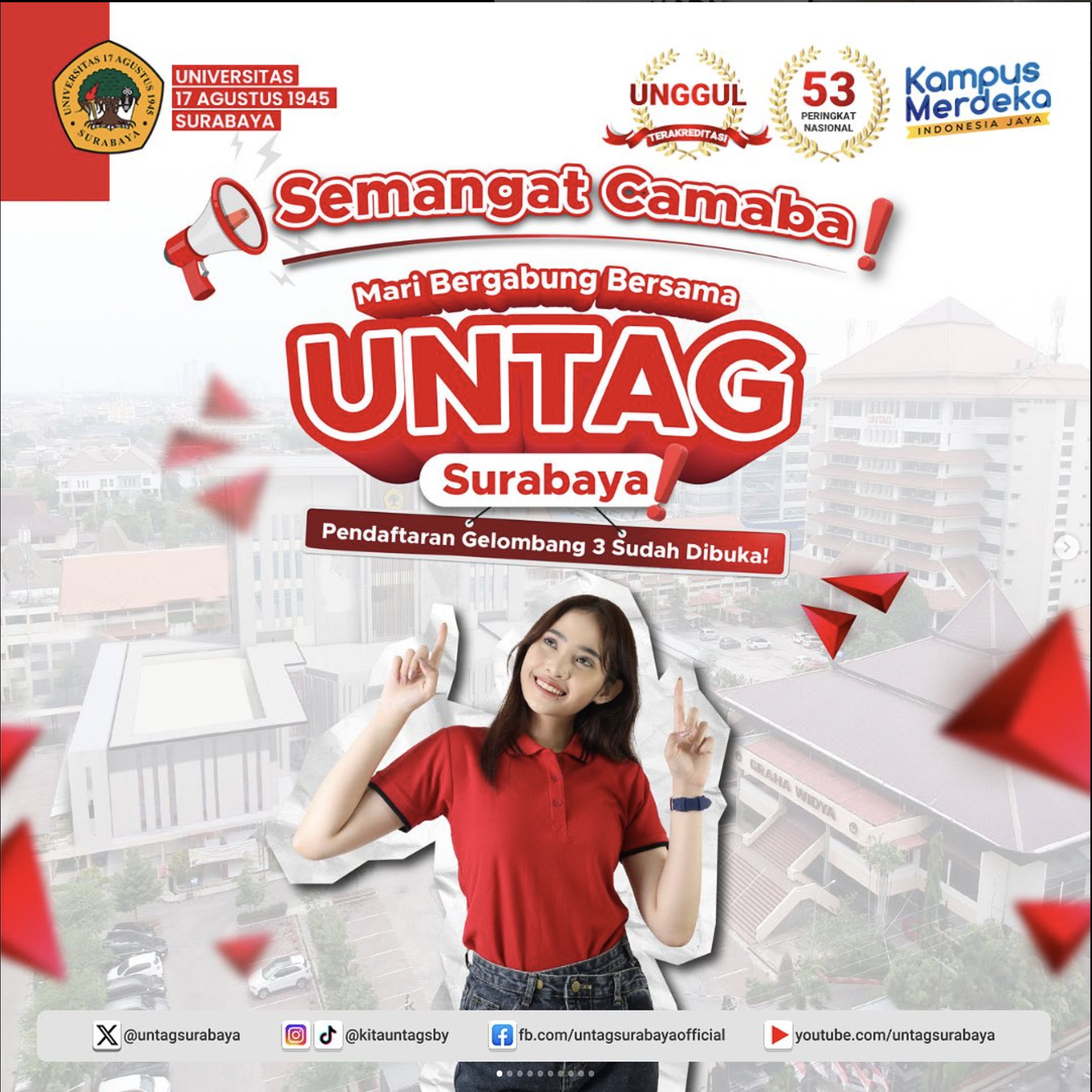 Pendaftaran Mahasiswa Baru 2024 UNTAG SBY Gelombang III sudah dibuka