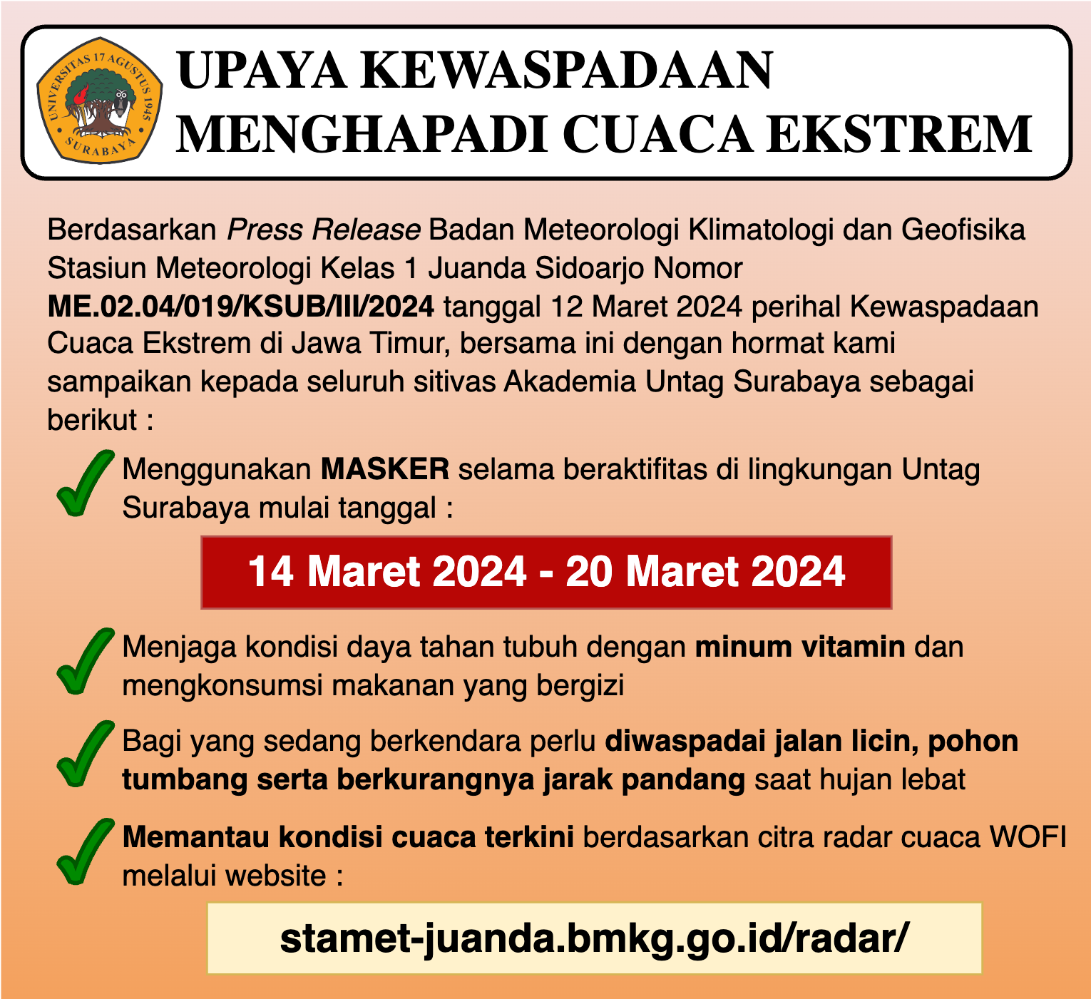 Upaya Kewaspadaan Menghadapi Cuaca Ekstrem
