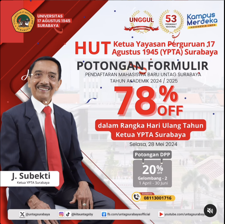 Promo Potongan di Hari Ulang Tahun Ketua YPTA