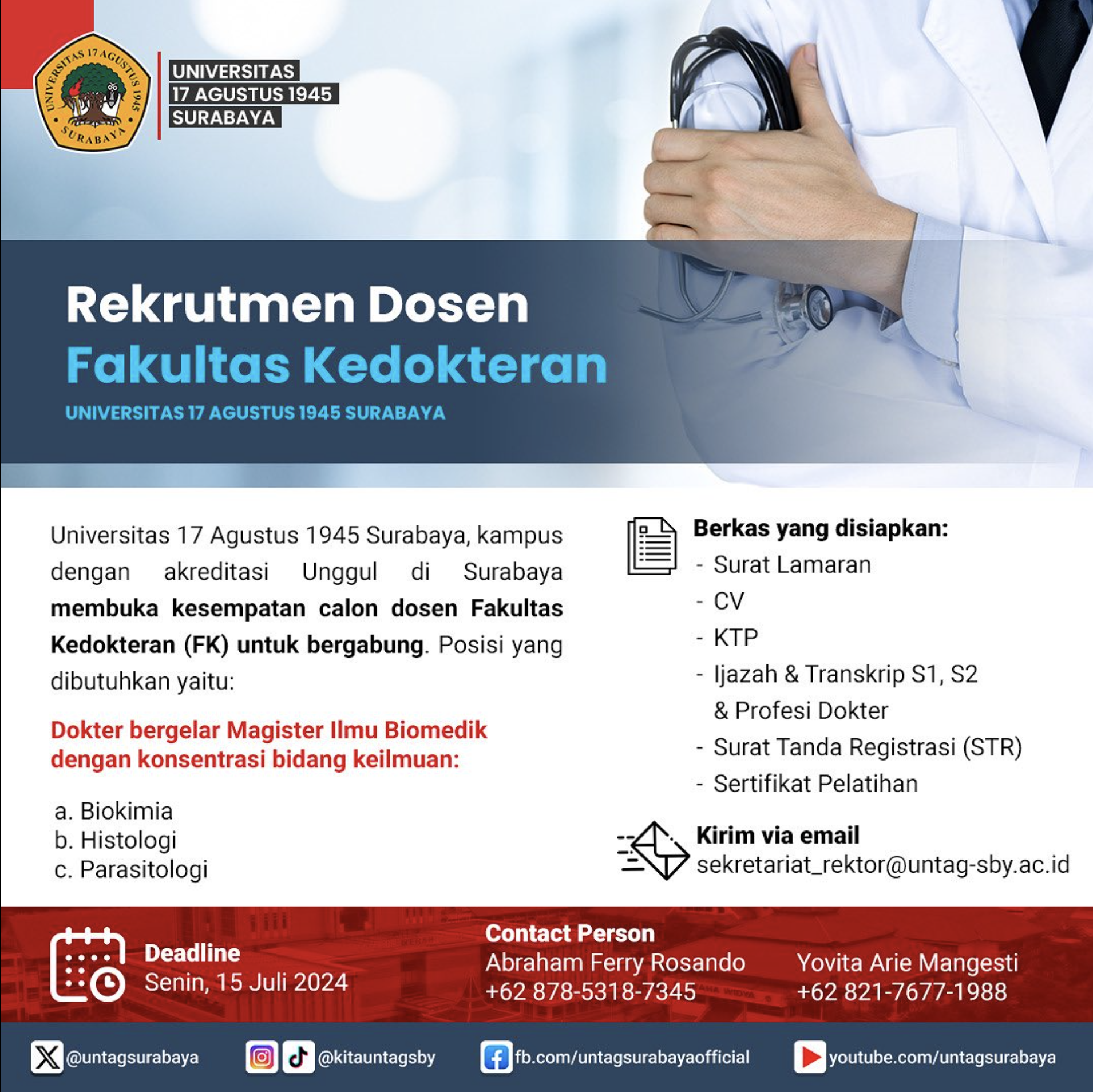 Rekrutmen bagi calon dosen Fakultas Kedokteran