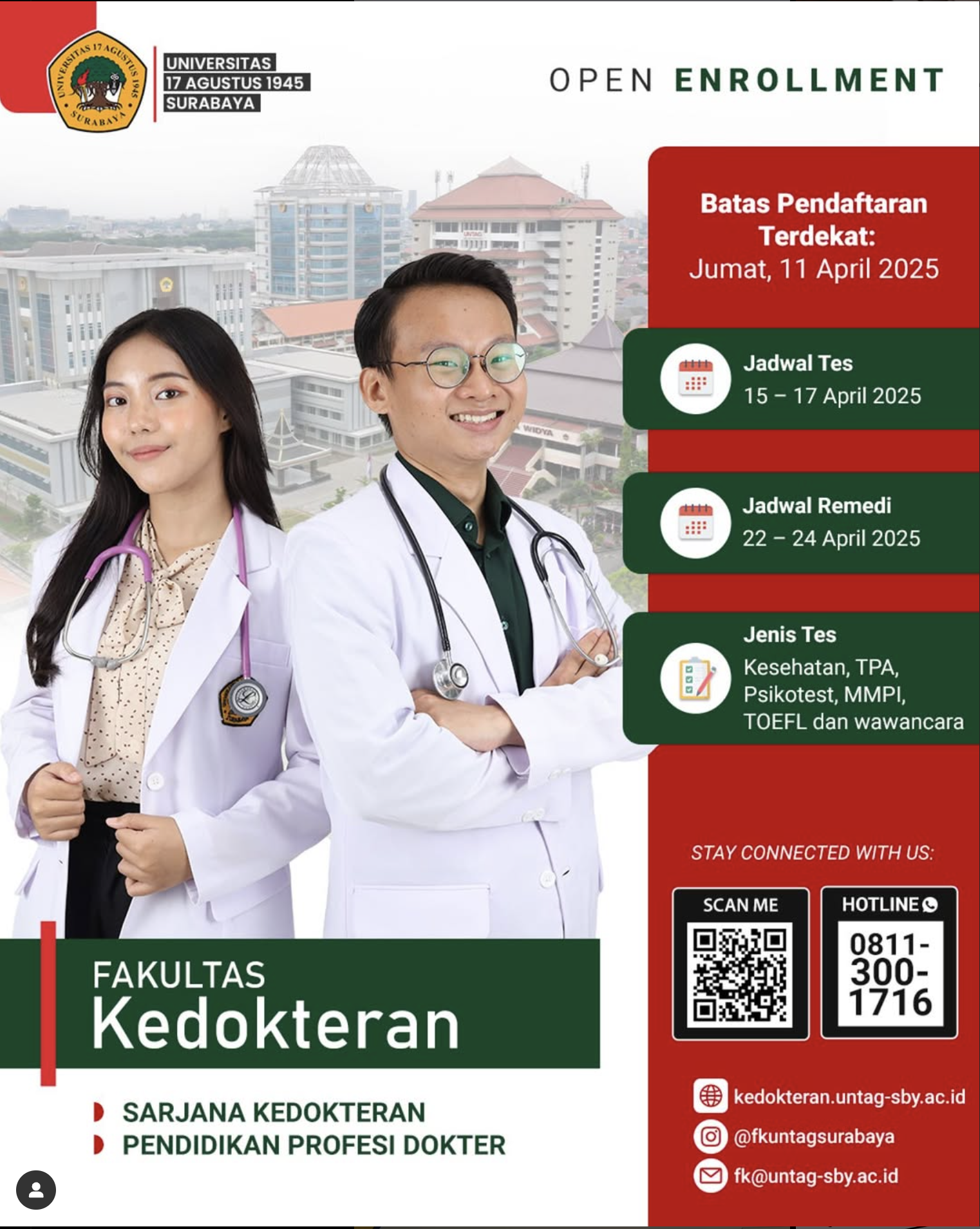 Pendaftaran Mahasiswa Baru Fakultas Kedokteran Untag Surabaya