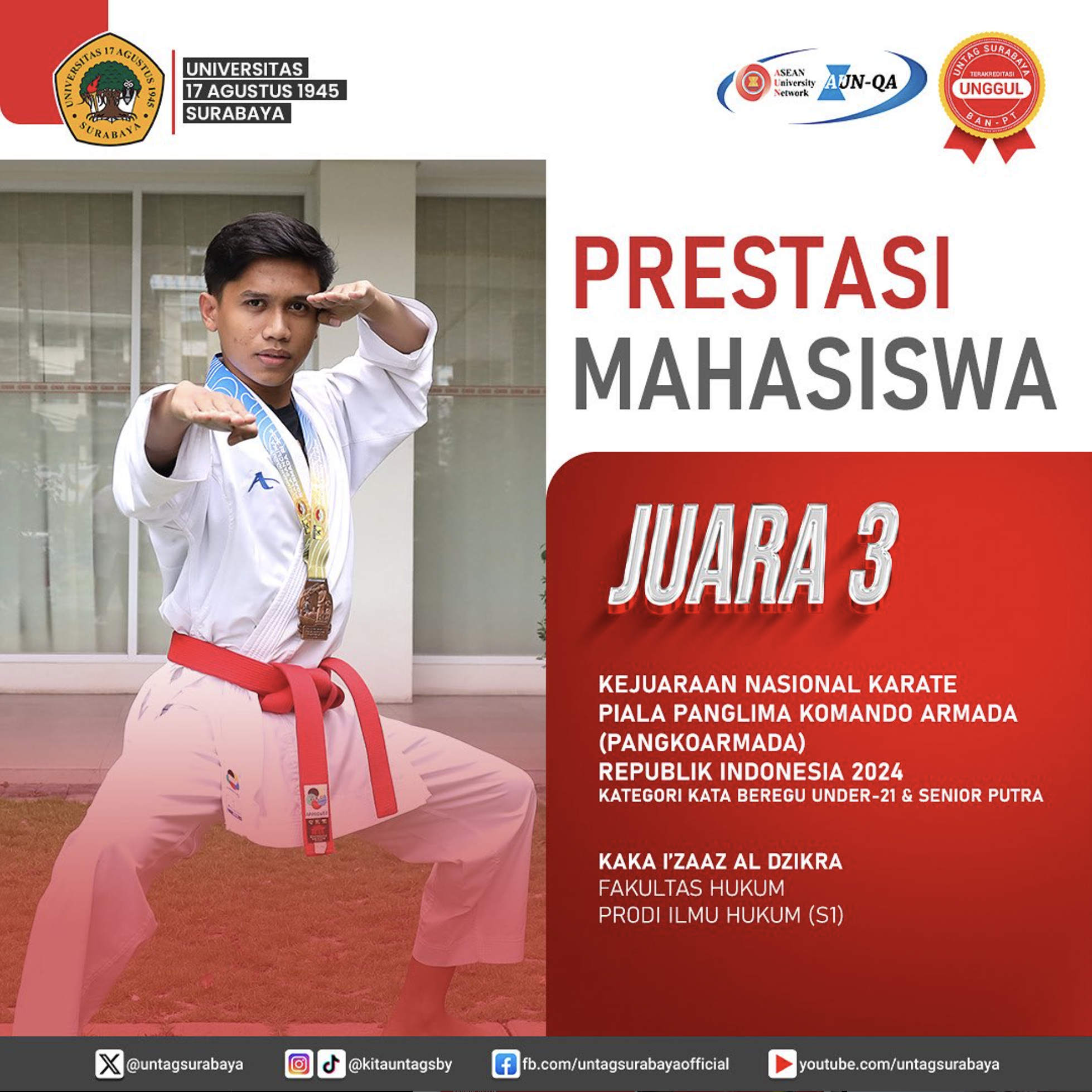 Prestasi Mahasiswa : Juara 3 Nasional Karate Piala Panglima Komando Armada Republik Indonesia 2024