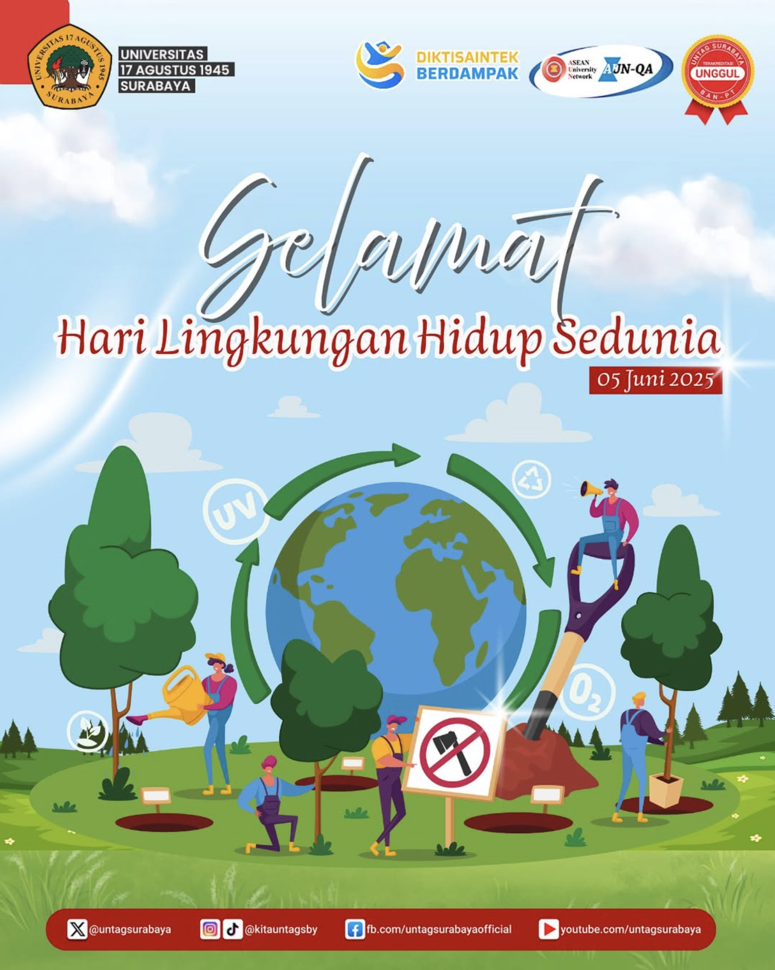 Segenap Civitas Akademika Untag Surabaya mengucapkan Selamat Hari Lingkungan Hidup Sedunia