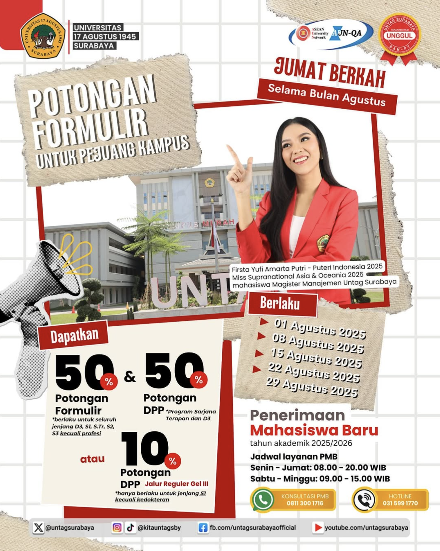 Diskon Jumat Berkah : potongan 50% untuk Formulir Pendaftaran dan potongan DPP 50%