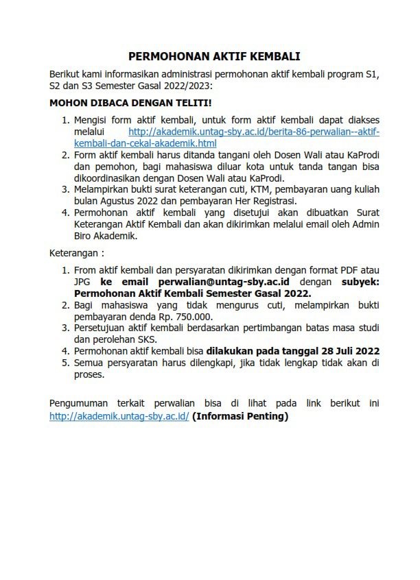 PERMOHONAN AKTIF KEMBALI