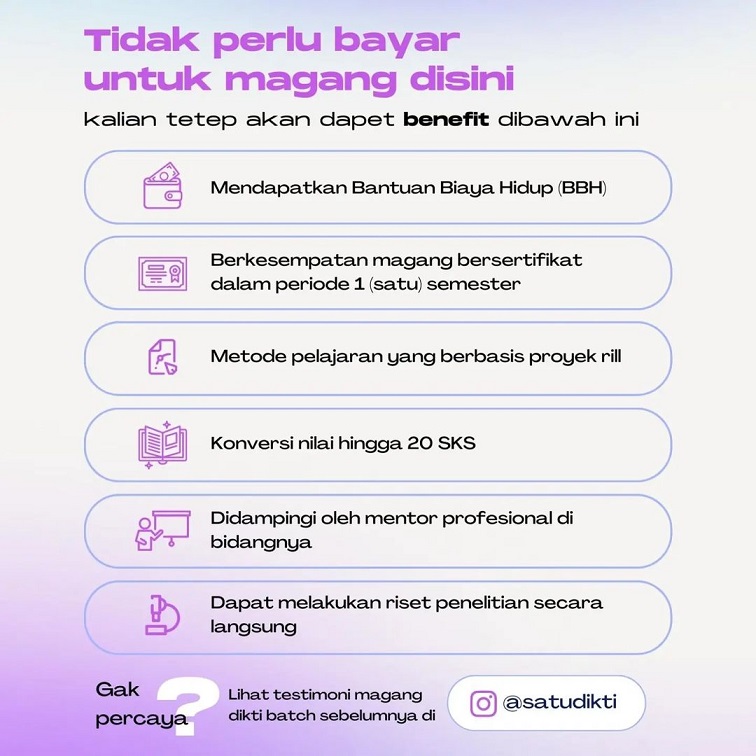 Tidak perlu bayar untuk magang disini