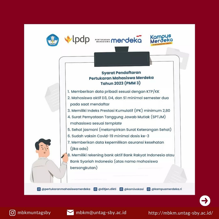 Syarat Pendaftaran Pertukaran Mahasiswa Merdeka Tahun 2023 (PMM 3)