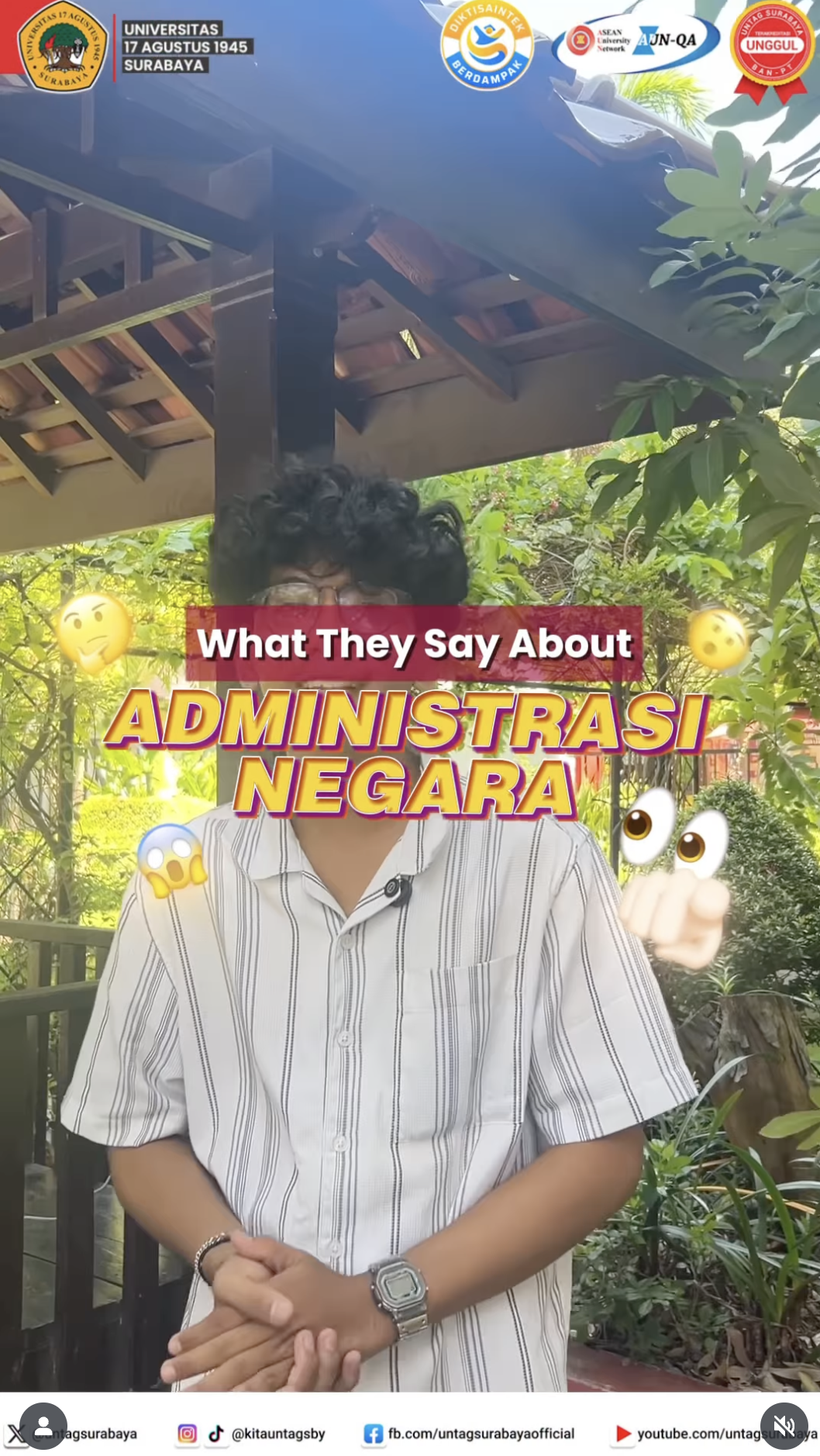 Yuk simak videonya dan dengarkan langsung pengalaman mahasiswa Prodi Administrasi Negara Untag Surabaya