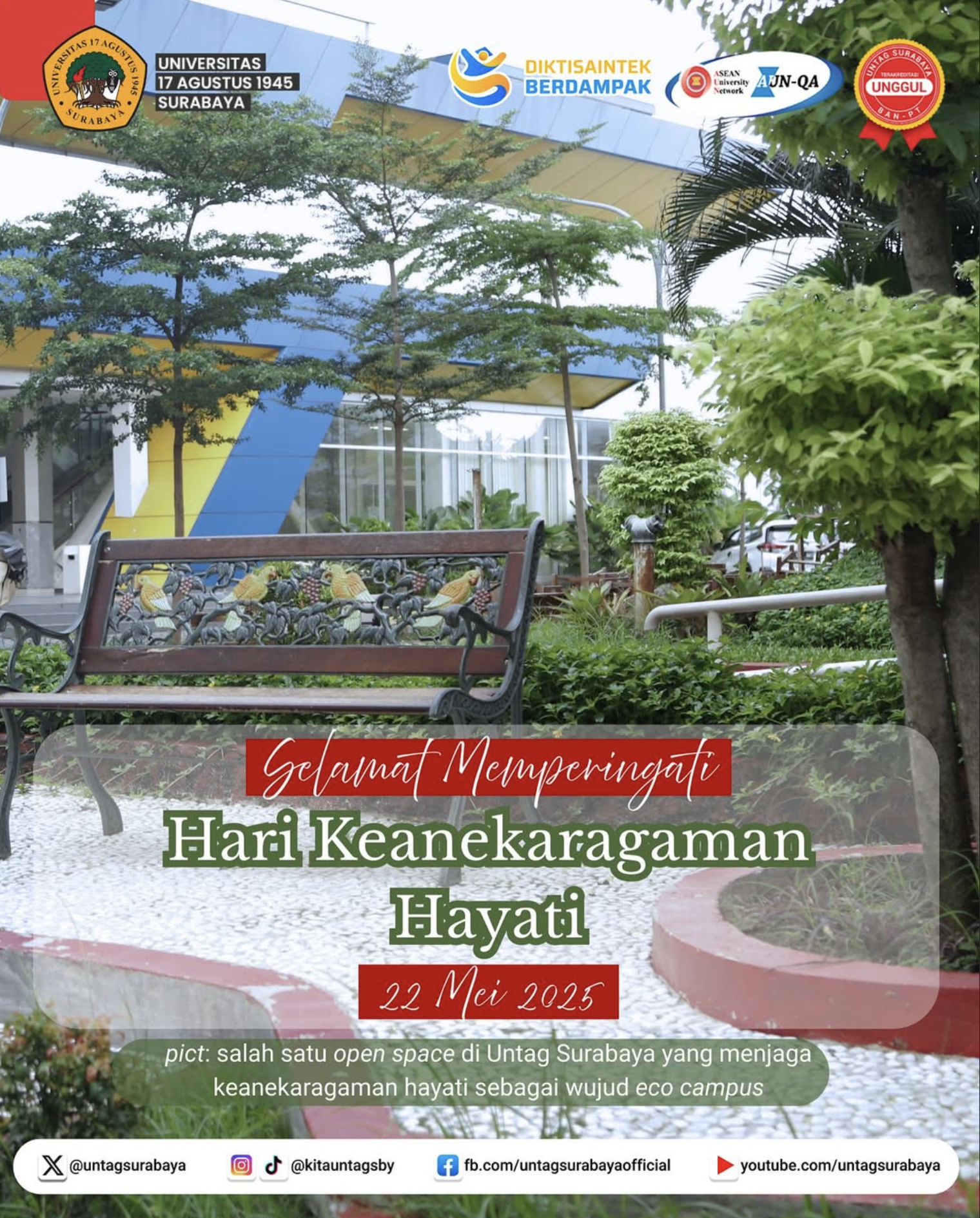 Segenap Civitas Akademika Untag Surabaya mengucapkan Selamat Hari Keanekaragaman Hayati