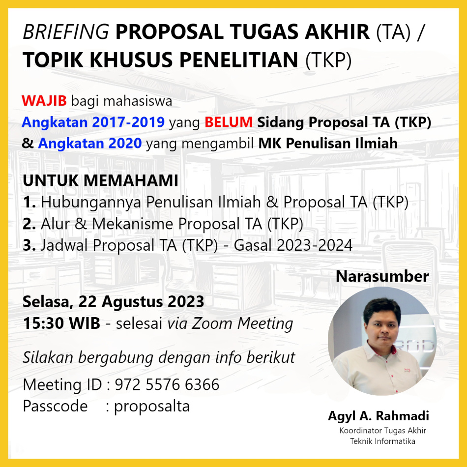 BRIEFING PROPOSAL TUGAS AKHIR (TA)/ TOPIK KHUSUS PENELITIAN (TKP)