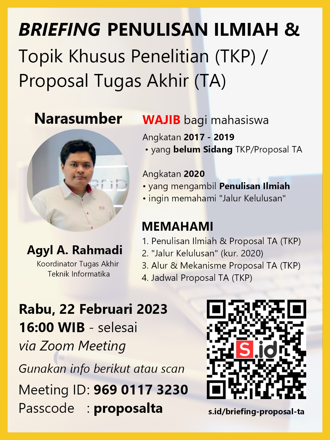 Briefing Penulisan Ilmiah & Topik Khusus Penelitian (TKP) /Proposal Tugas Akhir (TA)