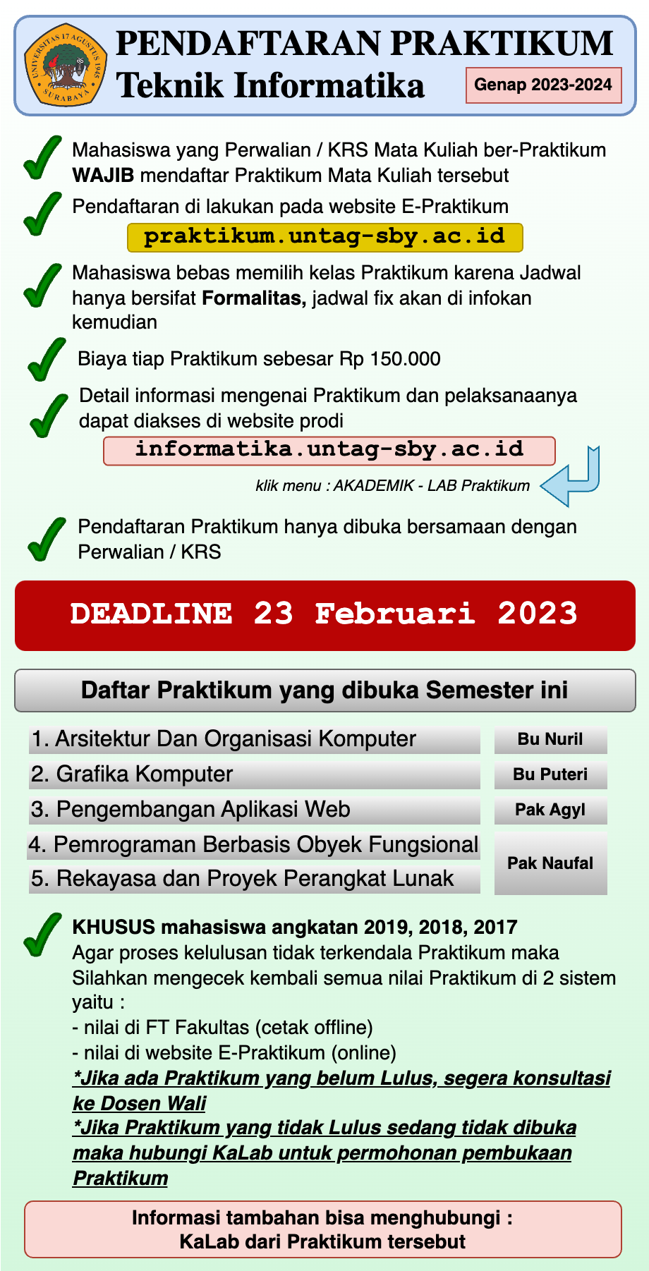 Pendaftaran Praktikum 2023-2024 GENAP
