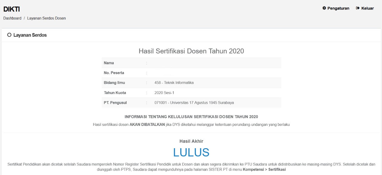 Hebat, Seluruh Dosen Informatika Dalam Satu Periode Lolos Sertifikasi