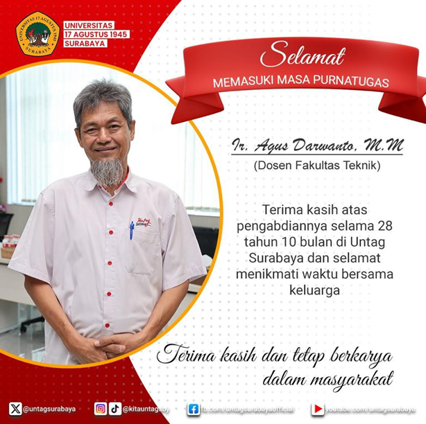 Ir. Agus Darwanto, M.M Selamat Memasuki Masa Purnatugas