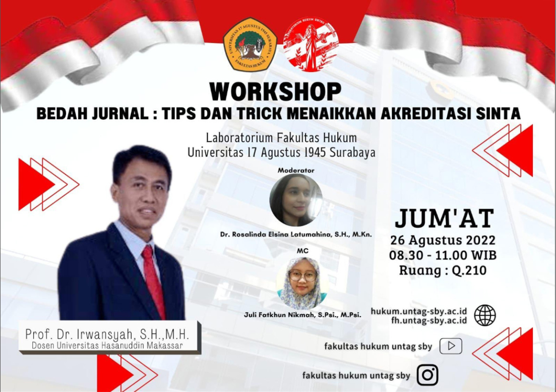 Workshop Bedah Jurnal “Tips and Trick Menaikkan Akreditasi Sinta”, bagi pengelola jurnal di program studi