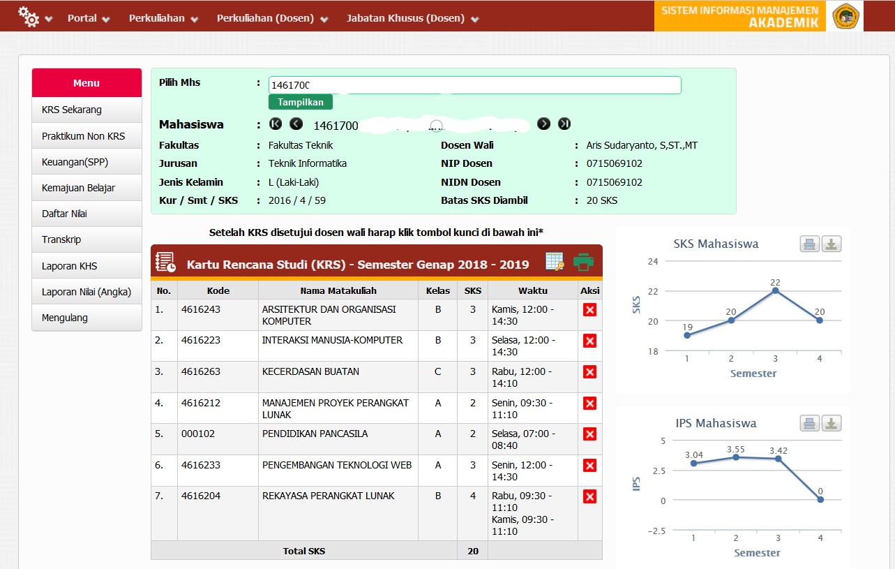 Lancar Jaya, KRS Semester Genap 2018/2019