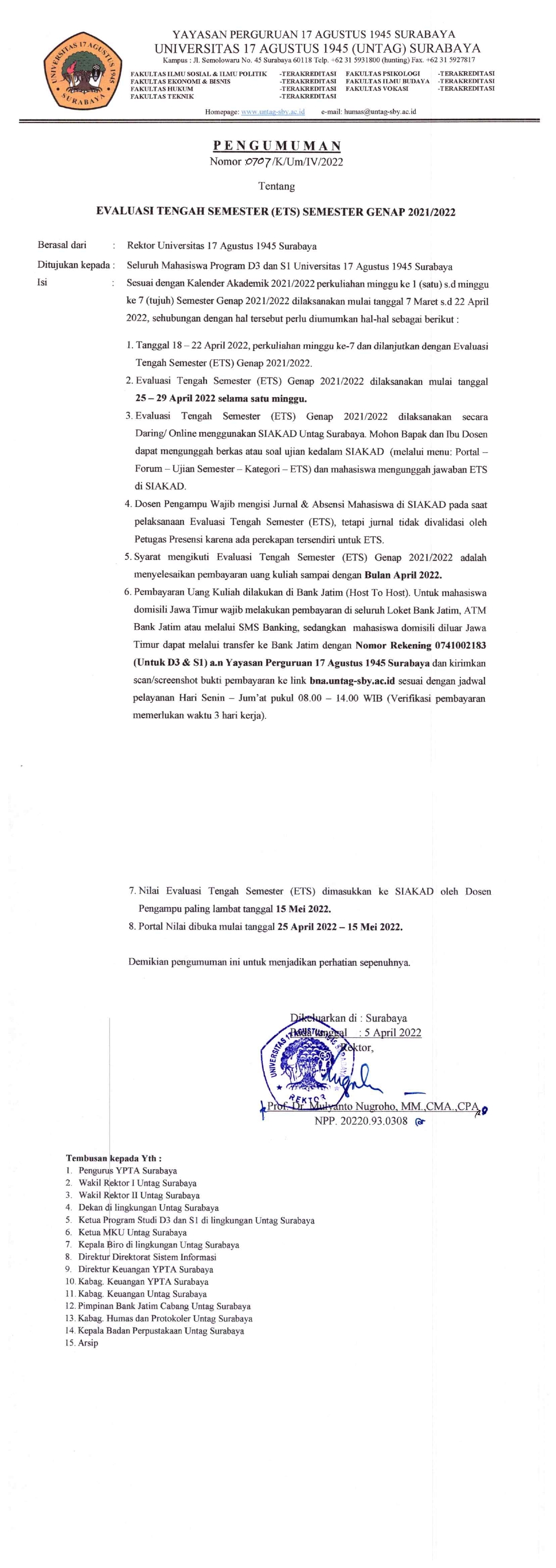 EVALUASI TENGAH SEMESTER (ETS) SEMESTER GENAP 2021/2022