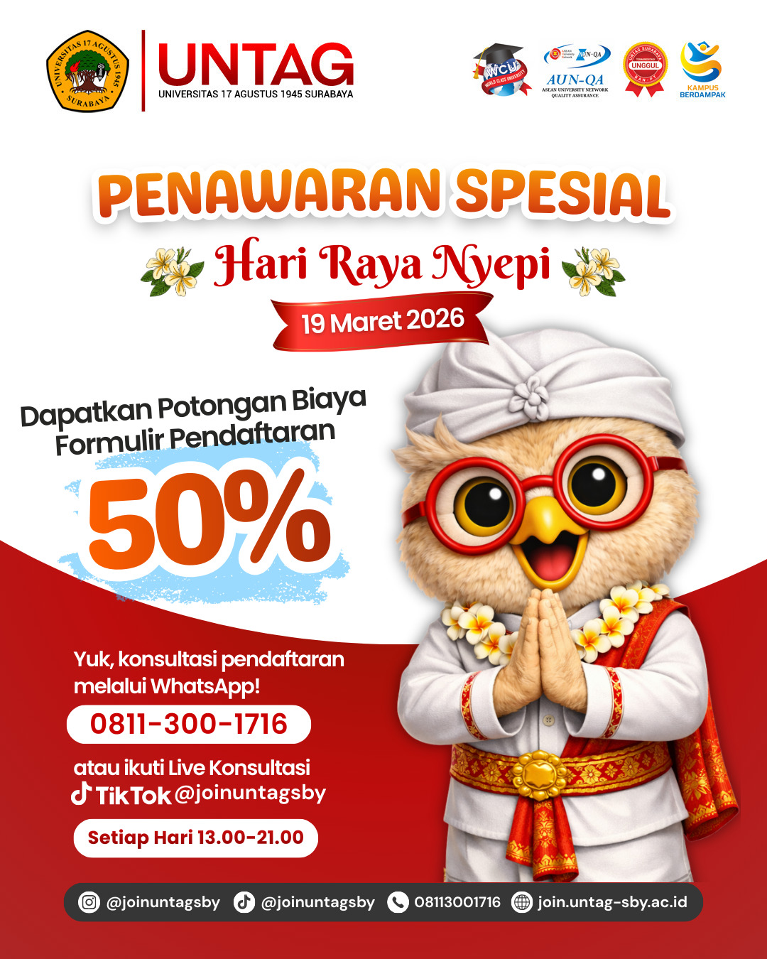 Penawaran Spesial Hari Raya Nyepi: Diskon 50% Biaya Formulir Pendaftaran