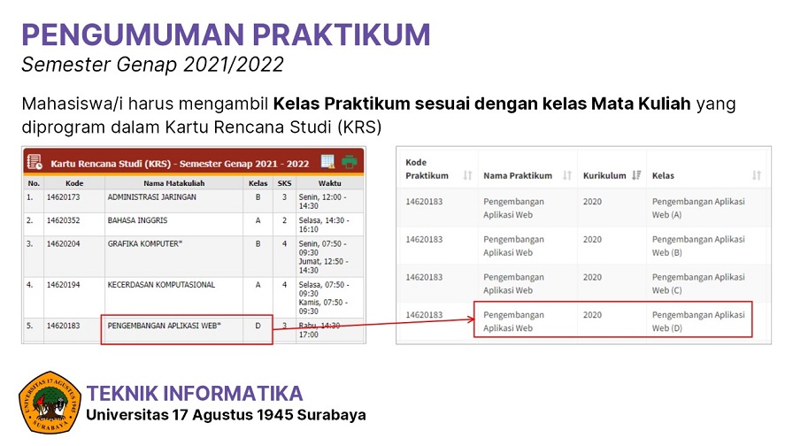 PENGUMUMAN PRAKTIKUM  SEMESTER (GENAP 2021/2022)