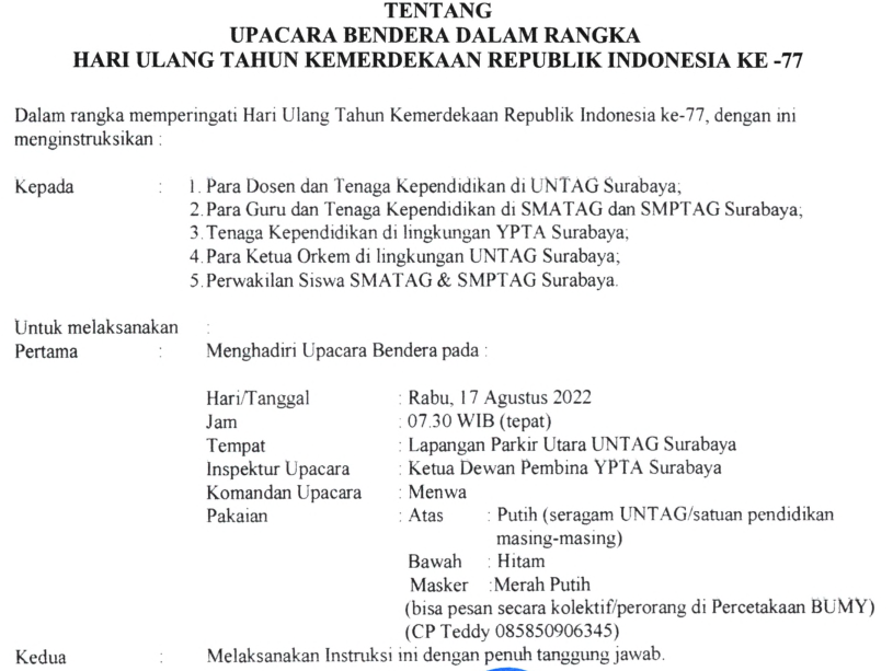 Upacara Dalam Rangka Hari Ulang Tahun Kemerdekaan Republik Indonesia ke -77
